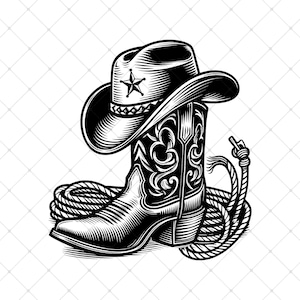 Cowboy Sheriff SVG | Western-Hut und Stiefel Digitale Datei | Cricut Kompatibel | Western Cowboy Logo geschnitten Datei | Pferd Cowboys Digitale Datei