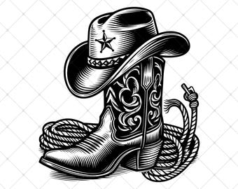 Cowboy Sheriff SVG | Western Hat And Boots Digital File | Cricut Compatible | Western Cowboy Logo Svg | Horse Cowboys Digital File
