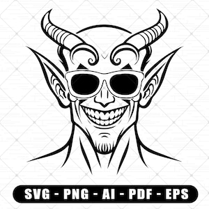 Devil SVG, Tropical Demon SVG pour Cricut, Chilling Devil, Cool Satan, Lucifer Easy Cut Face Clipart, Mad Villain Digital File
