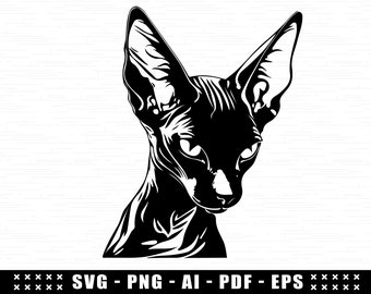 スフィンクス猫 SVG、カナダのスフィンクス猫 SVG クリカット用