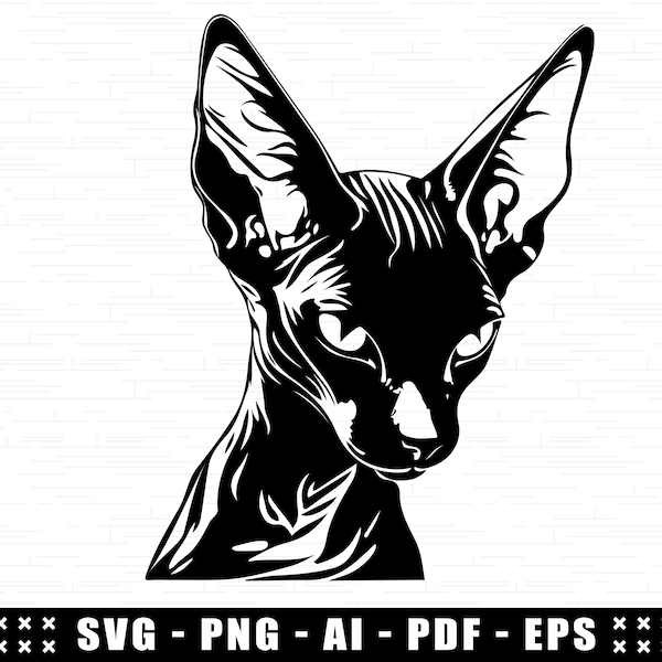Sphynx Cat SVG , Canadian Sphynx Cat SVG For Cricut, Egyptian Cat SVG, Cameo Silhouette, Sphynx Kitten, Hairless Cat Silhouette png easy cut