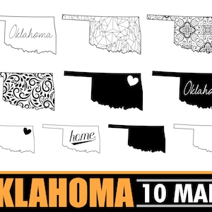 Oklahoma State Map SVG | Map Bundle Easy Cut Digital File | Oklahoma Mandala Map | Oklahoma Home PNG Silhouette | State Map SVG Bundle