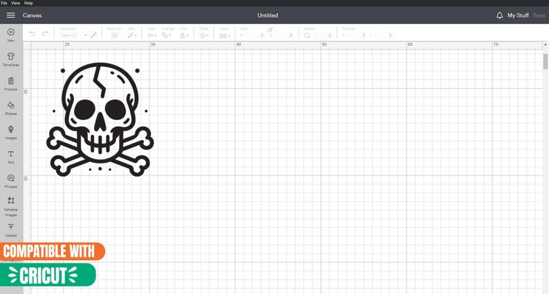 May include: A black and white illustration of a skull and crossbones. The skull is cracked and has a small hole in the top. The crossbones are simple and symmetrical.