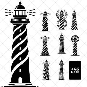 Lighthouse SVG Bundle , 55 Lighthouses SVG Clipart Bundle, Lighthouse PNG , Cricut Compatible , Ocean, Sea Lighthouse Svg , Ocean Lighthouse