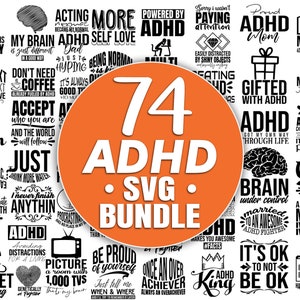 74 ADHD SVG Bundle | Największy pakiet cytatów ADHD w najwyższej jakości Najlepszy dla bohaterów ADHD Cytaty Svg Adhd Mega Bundle w Eps | Svg | Ai | Png