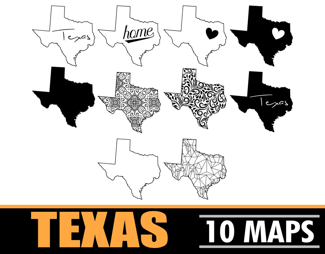 Texas State Map SVG Map Bundle Easy Cut Digital File Texas Mandala Map