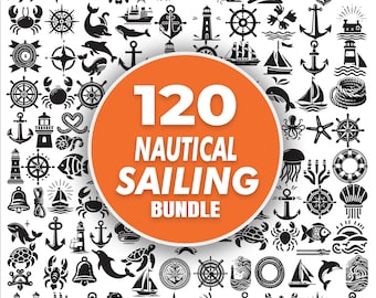 Nautical SVG Bundle, Nautical Sailing Silhouettes, Anchor Svg, Nautical Ocean Life Png, Nautical Cliparts, Nautical Digital Files For Cricut