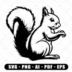 Écureuil SVG | Écureuil contourne SVG | Fichier numérique SVG d’écureuil mignon pour Cricut | Contour d’écureuil Clipart | Écureuil Svg | Vie sauvage Png