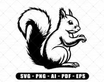 Squirrel SVG | Squirrel Outlines SVG | Cute Squirrel SVG Digital File For Cricut | Squirrel Outline Clipart | Squirrel Svg | Wild Life Png