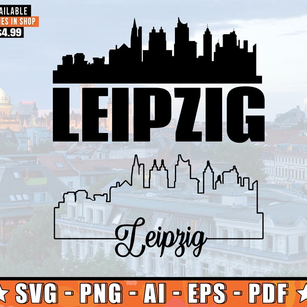 Leipzig Skyline SVG With Extra Outline Design | Leipzig Germany Horizont Silhouette Svg + Png + AI + Pdf + Eps Files