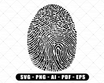 Fingerprint SVG | Fingerprint PNG Transparent Background | Hand Finger Print Silhouette SVG Digital File For Cricut Clipart