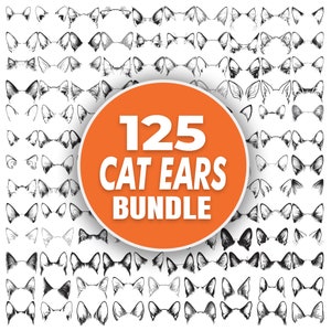 Lot d'oreilles de chat SVG | Oreilles de chat mignonnes au format PNG | Fichier SVG oreilles de chatons drôles pour Cricut | Clipart contour d'oreilles de chat | Oreilles de chat humoristiques png
