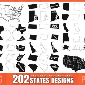 200+ Kaartontwerpen van de Verenigde Staten | Zowel Solid- als Outline-versies bevatten Biggest SVG Mega Bundle For US Cities| Commercieel gebruik toegestaan