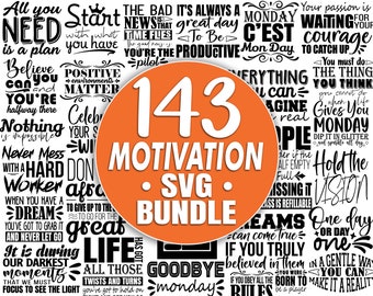 143 Citations de motivation SVG Bundle | Le plus grand ensemble de dictons motivationnels de la plus haute qualité est le meilleur pour les mentalités inspirantes SVG Mega Bundle