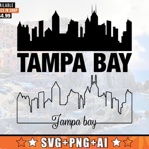 Tampa Bay Skyline SVG With Extra Outline Design | Tampa Bay Florida Skyline Silhouette Svg + Png + AI Files