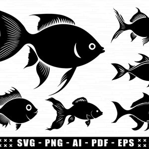 Fish SVG Bundle, Cricut Fish SVG Files, Easy Cut Fish Silhouette, Cute Fish Clipart Digital Files, Fisherman SVG, Lake Camping Svg, Fish Png