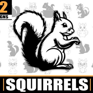 Squirrel SVG Bundle | 52 Designs of Funny Squirrels Outlines And Silhouettes SVG | Cute Squirrel SVG Cricut Files Outline Clipart Svg Bundle