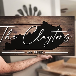 Custom Kentucky State Home Family Last Name Wood Pallet Sign Personalized Established Wedding Engagement Anniversary Gift Home Decor