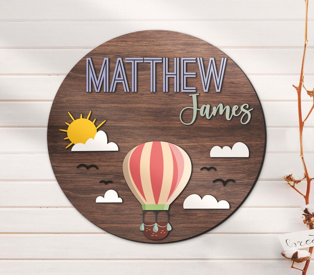 Custom Hot Air Balloons 3D Wood Nursery Name Sign Personalized Etsy