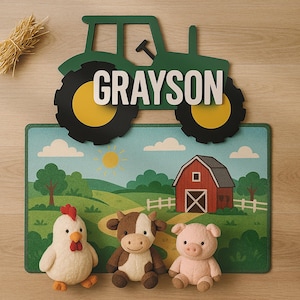 Custom Tractor Farmer Wood Nursery Name Sign Personalized Farm Driver Home Wall Decor Baby Shower Boy Girl Birthday Gift