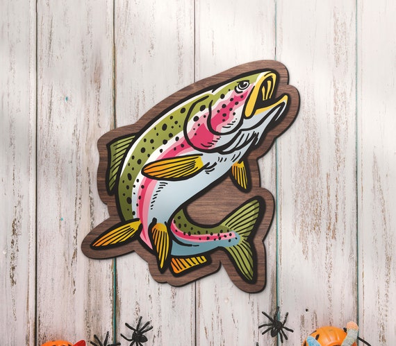 Rainbow Trout Fishing Wood Fish Wall Art Large Wooden Fisher Name