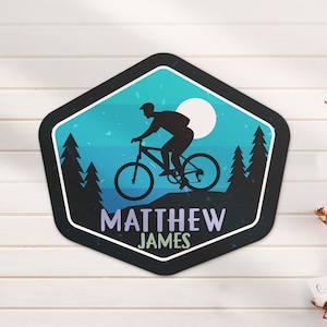 Custom Mountain Biking 3D Wood Nursery Name Sign Personalized Bicycle MTB Wooden Biker Decor Baby Shower Boy Girl Birthday Gift