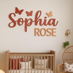 Custom Butterfly Letter Wood Nursery Name Sign Personalized Butterflies Wall Decor Baby Shower Girl Mother&#39;s Day Gift Mom Gift