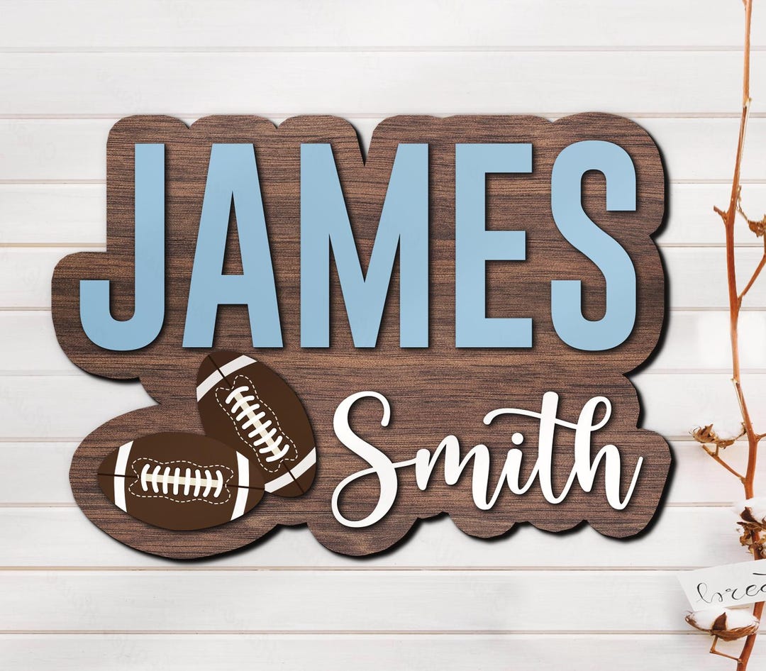 Custom Rugby Sport Wood Nursery Name Sign Personalized Rugby Player ...