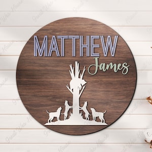 Custom Bear Hunting 3D Wood Nursery Name Sign Personalized Hunter Large Wooden Above Crib Decor Baby Shower Boy Room Birthday Gift