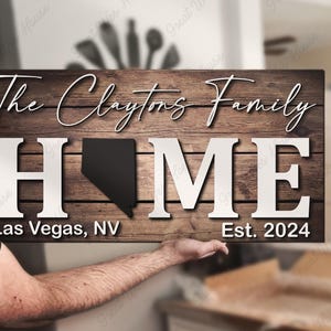 Benutzerdefinierte Nevada State Home Familie Nachname Holzschild Personalisierte Karte Name Jahrestag Geschenk Wohnkultur Geburtstagsgeschenk Weihnachten Familie