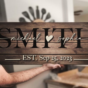Letrero de madera 3D personalizado con apellido familiar y fecha de establecimiento, rústico, para boda, compromiso, aniversario, regalo de pareja, fiesta, decoración de pared