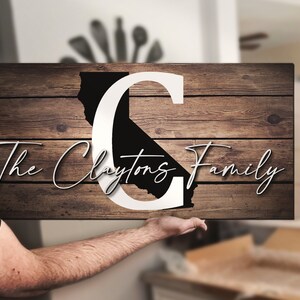 Custom California Home Family Last Name Wood Pallet Sign Personalized Wooden Established Wedding Engagement Anniversary Gift Home Decor