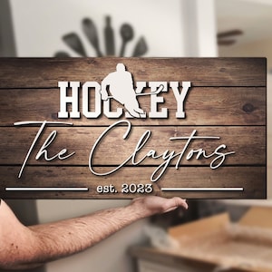 Benutzerdefinierte Eishockey Sport Holz Namensschild Personalisierte Eishockey Spieler Name Zeichen Zimmer Holz Sport Wohnkultur Weihnachtsgeschenk Geburtstagsgeschenk