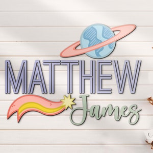 Letrero de madera con apellido y luna personalizado para guardería, letrero con nombre de astronauta personalizado de madera sobre la cuna, decoración de pared para baby shower, regalo de cumpleaños para niño y niña