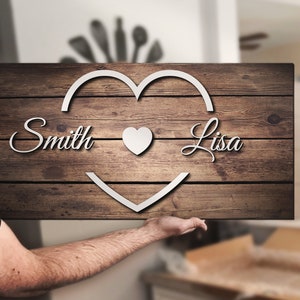 Custom Valentines Day Wood Name Sign Personalized Anniversary Wedding Room Wooden Couple Home Decor Valentines Gift Birthday Gift