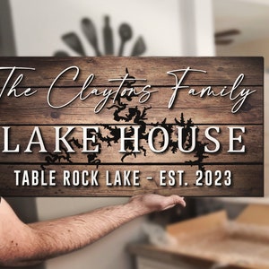 Benutzerdefinierte Tisch Rock Lake Familie Kabine Nachname Holzpalettenschild Personalisiertes Holzseehaus Hergestellt Hochzeit Verlobung Jahrestag