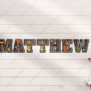 Letras de vaquero occidental personalizadas 3D niño madera vivero nombre signo personalizado alfabeto en capas de madera decoración de la pared bebé ducha niño regalo de cumpleaños