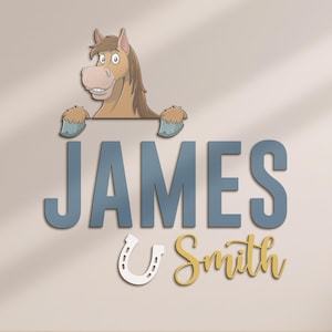 Nom personnalisé en bois pour chambre d&#39;enfant avec cheval, nom de ranch de cheval personnalisé, décoration murale en bois, décoration de baby shower, cadeau unique pour chambre d&#39;enfant de garçon