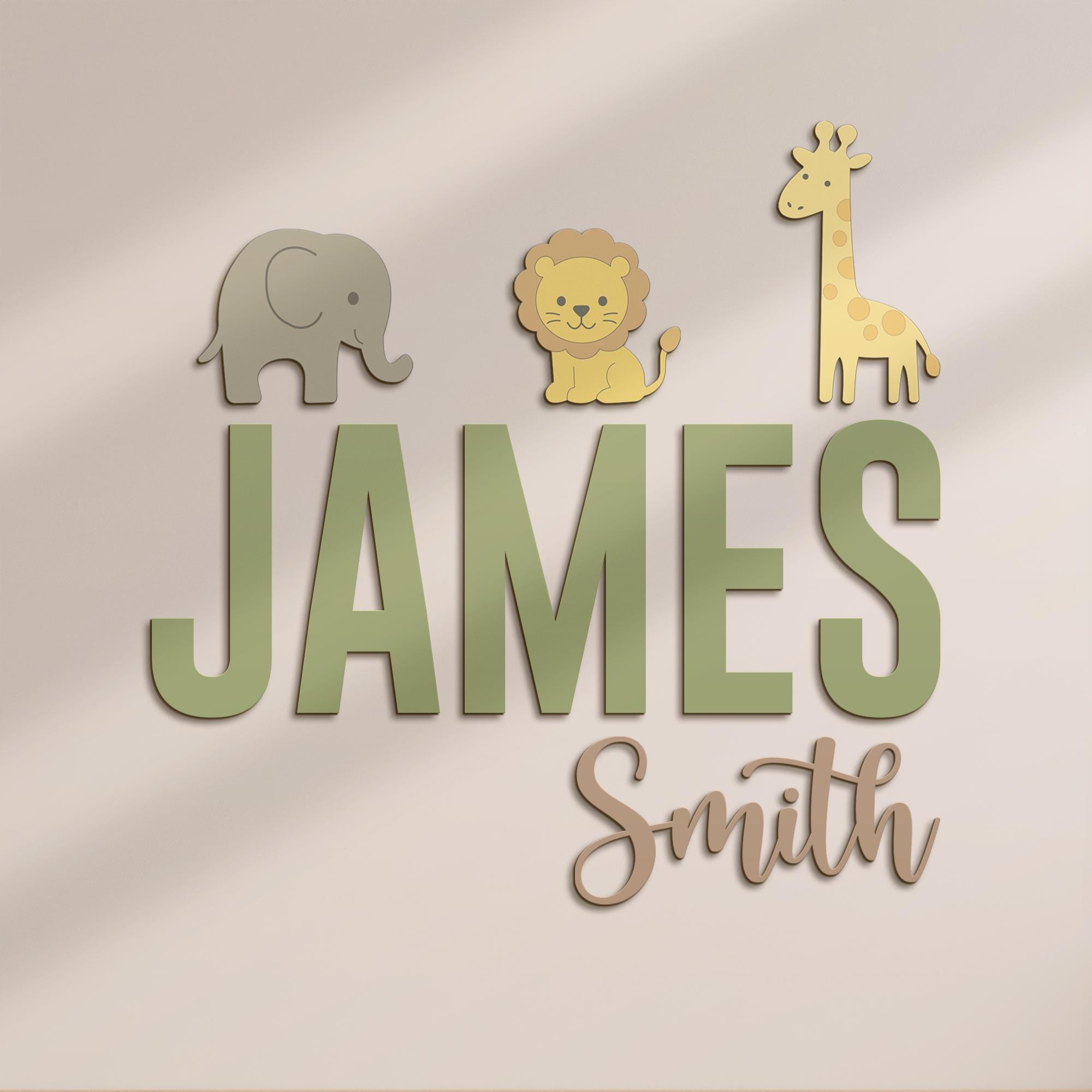 Custom Safari Wooden Nursery Name Sign Personalized Animal Jungle Kid Letter Wood Home Crib Farmhouse Decor Baby Shower Boy Birthday Gift