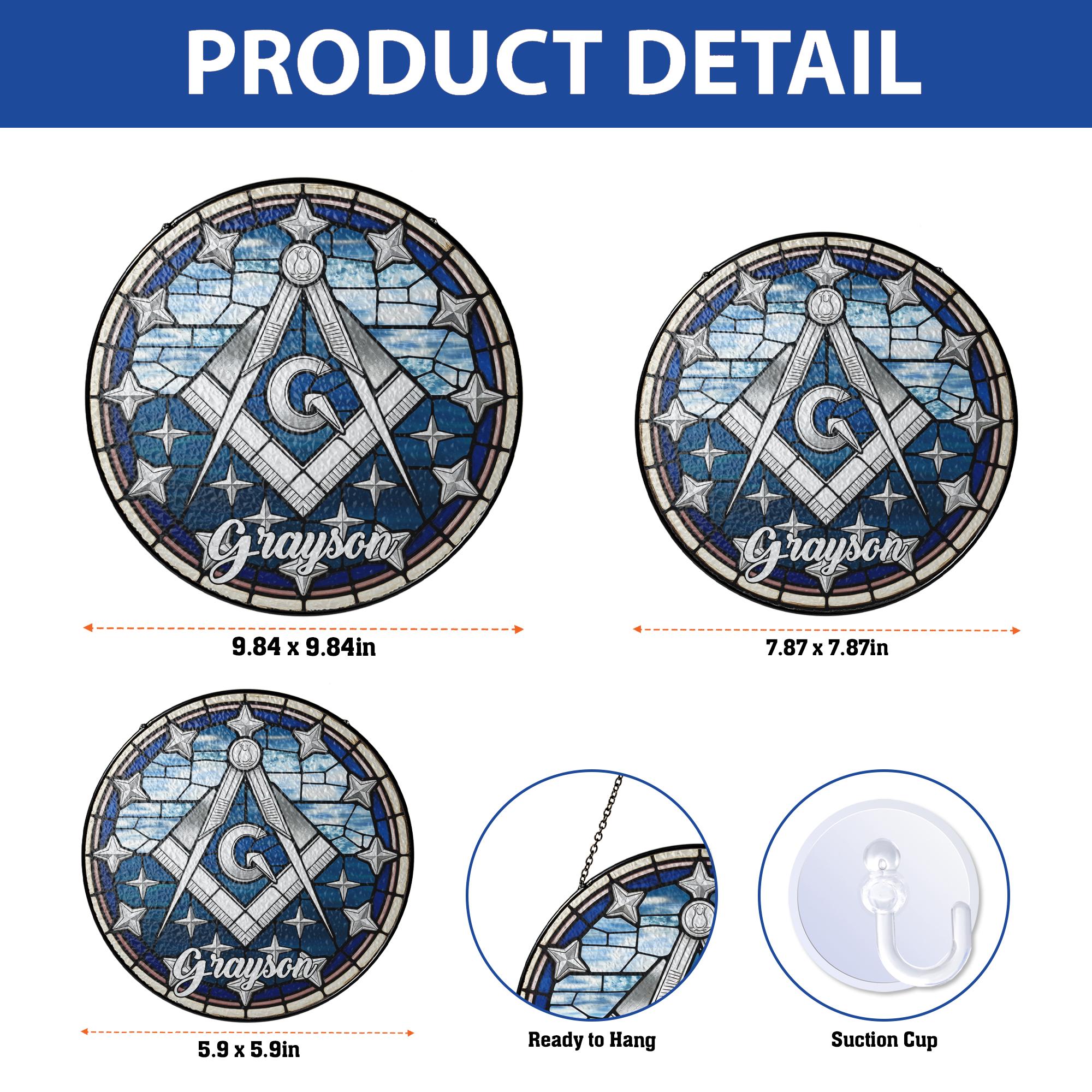 Custom Stained Glass Masonic Suncatcher Freemason Light Catcher