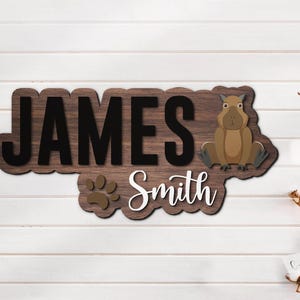 Benutzerdefinierte Capybara Holz Kinderzimmer Runde Namensschild personalisierte Tier Name über Krippe Dekor Baby Shower Jungen Kinderzimmer Geschenk