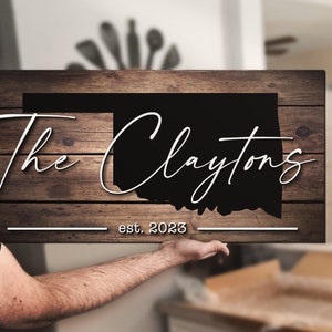 Custom Oklahoma State Home Family Last Name Wood Pallet Sign Personalized Established Wedding Engagement Anniversary Gift Home Decor