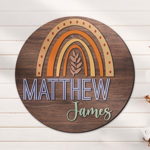 Custom Boho Rainbow 3D Wood Nursery Name Sign Personalized Large Wooden Above Crib Decor Baby Shower Boy Girl Birthday Gift
