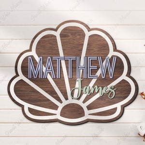 Custom Kids Seashell 3D Wood Nursery Name Sign Personalized Large Ocean Beach Wooden Above Crib Decor Baby Shower Boy Girl Birthday Gift