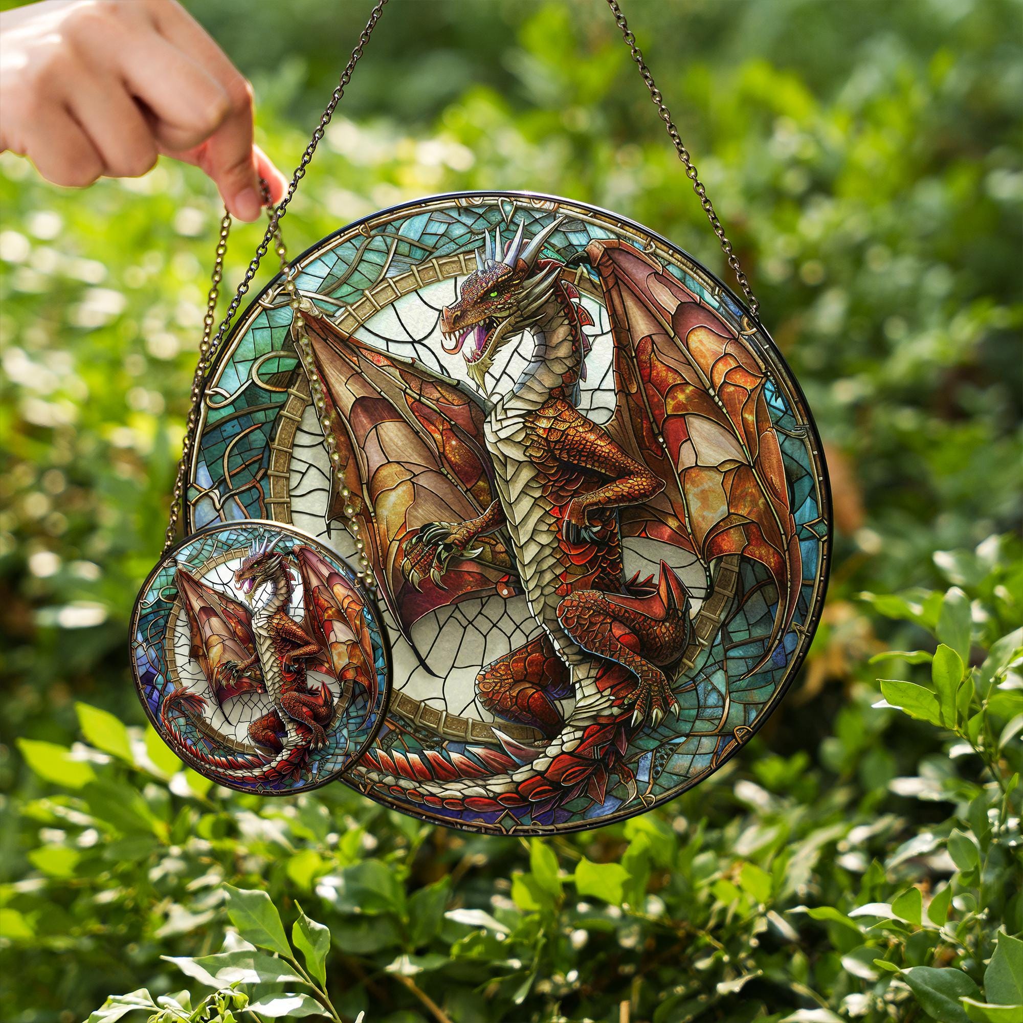 RIVEENY Papavero da appendere in vetro colorato per finestre, 20 cm