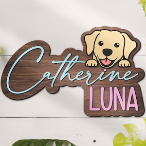 Custom Labrador Retriever Wood Nursery Name Sign Personalized Wooden Puppy Lab Above Crib Wall Decor Baby Shower Boy Girl Birthday Gift