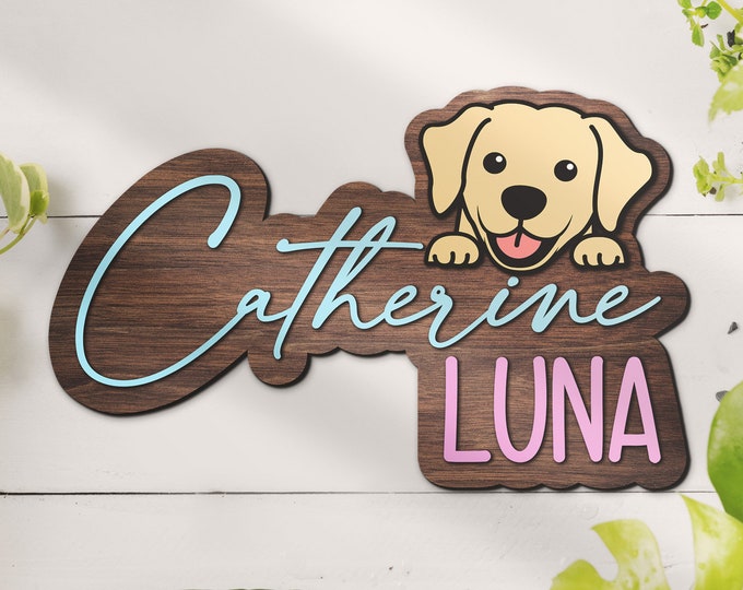 Custom Labrador Retriever Wood Nursery Name Sign Personalized Wooden Puppy Lab Above Crib Wall Decor Baby Shower Boy Girl Birthday Gift