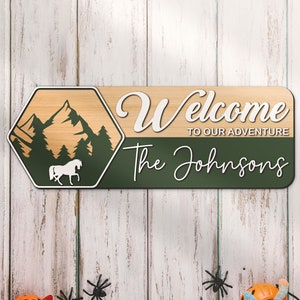 Custom Horse National Park Servie Welcome Sign Wood Personalized Wooden Outdoor Enthusiast Park Ranger Wedding Anniversary Gift Home Decor