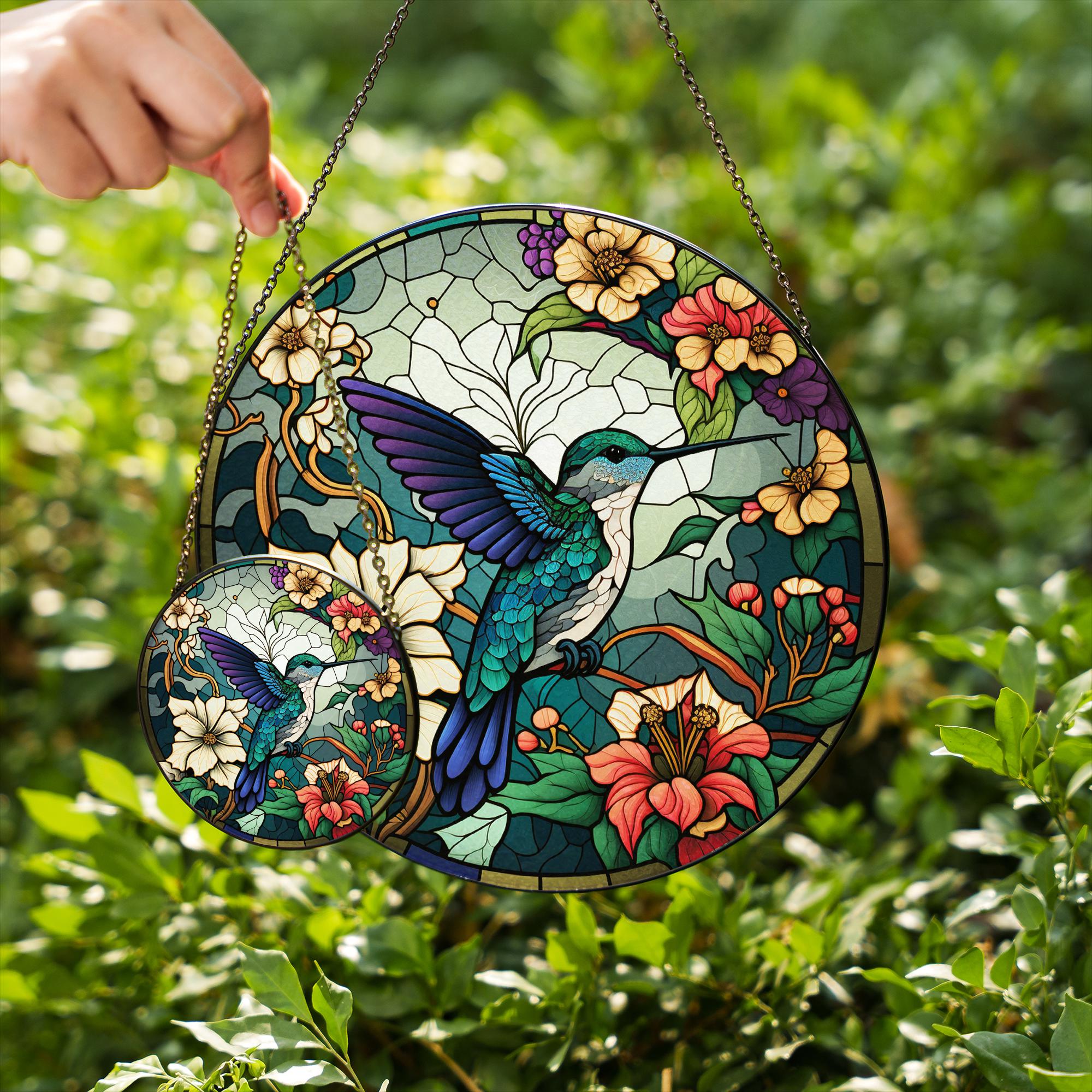 ハミングバード ステンドグラス サンキャッチャー 窓吊り飾り ペット