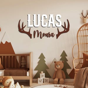 Letrero de madera con letras de asta de ciervo personalizado para guardería, decoración de pared personalizada para baby shower, regalo para el Día del Padre, decoración para habitación infantil